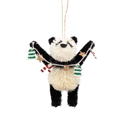 Decoración navideña de panda de cerdas, 13 cm