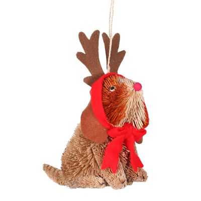 Adorno navideño de Basset Hound con cerdas, 13 cm