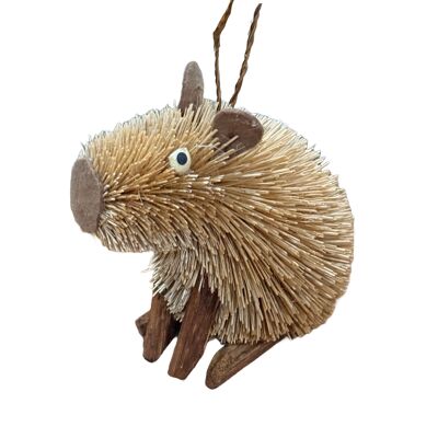 Adorno navideño de carpincho de cerdas, 10 cm