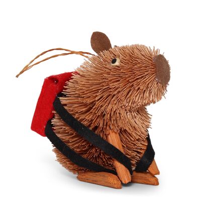 Décoration de Noël Capybara à poils longs, 10 cm