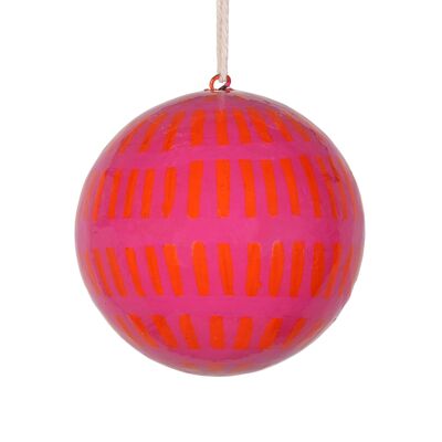 Boule de Noël Dash en papier mâché 7 cm, rose et orange