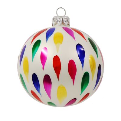 Boule de Noël goutte à goutte multicolore, 8 cm