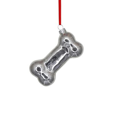 Adorno navideño de hueso de perro de 10 cm, plateado