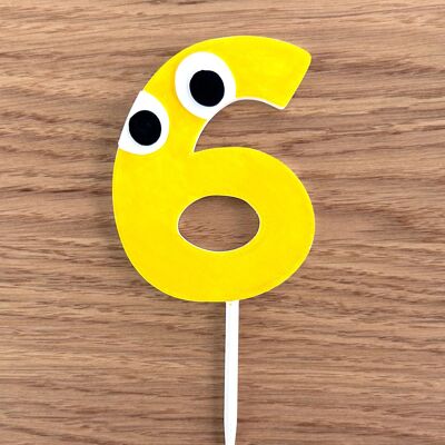 Décoration de gâteau – Numéro 6 – Joyeux et ludique – Fait main aux Pays-Bas (12 cm)