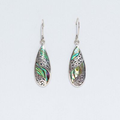 Boucles d'oreilles coquillage et argent - Longue larme - Ormeau