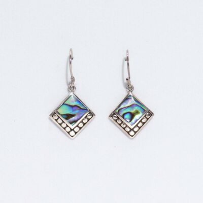 Boucles d'oreilles coquillage et argent - Carré à pois - Abalone