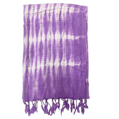 4x Chal Boho Arte de Java - Rayas y Motivo Lavanda