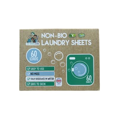 Non-Bio Laundry Detergent Sheets x 60 (Fragrance-Free) Eco Green Living