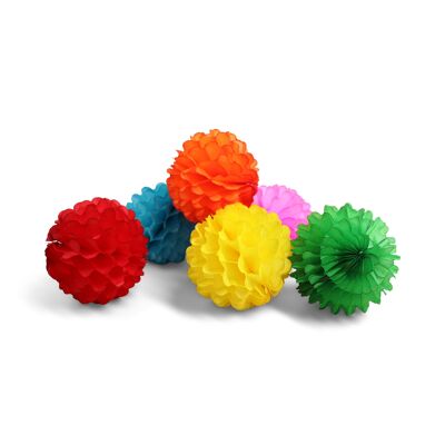 Boules en nid d'abeille 10 cm, arc-en-ciel, lot de 6