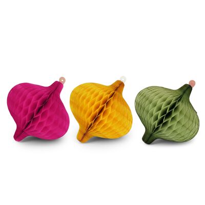 Oignon en nid d'abeille 12 cm, lot de 3 festifs
