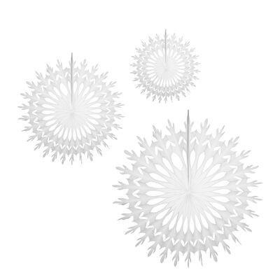 Trio de décorations en forme d'éventail de flocons de neige Dart