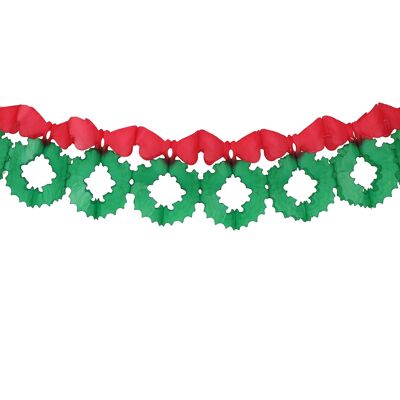 Couronne Guirlande 3.6 m, vert et rouge