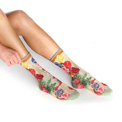 Calzini vintage floreali - verdi - taglia 36/41