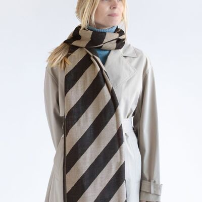 Wool scarf BOLD STRIPES jacquard – black / beige