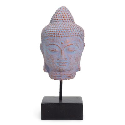 Tête de Bouddha couchée sur socle - Cuivre bleu