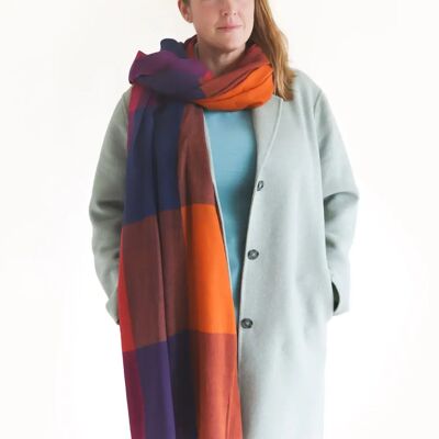 Sciarpa in lana a quadri – blu/colorata