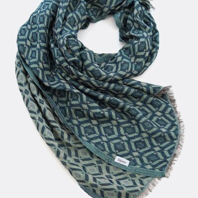 Écharpe jacquard LIEVE 100% coton (bio) – bleu