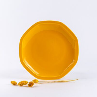 Assiette plate Octogonale 25cm jaune solaire