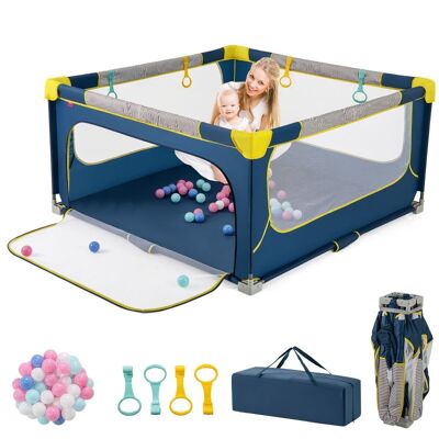 KILO Large Baby Playpen Foldable Toddler Safety Gate with Zipper 50 Sea Balls and 4 Lifting Rings Indoor and Outdoor Activity Center