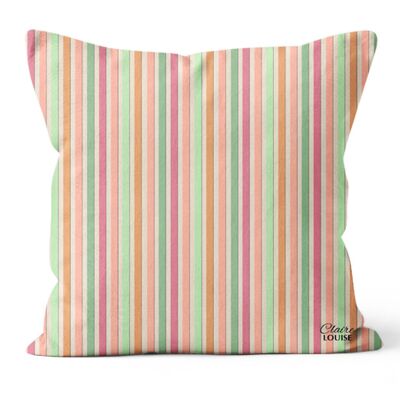 Cojín de rayas color melocotón (45 cm x 45 cm)