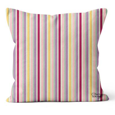 Cuscino a righe rosa (45 cm x 45 cm)