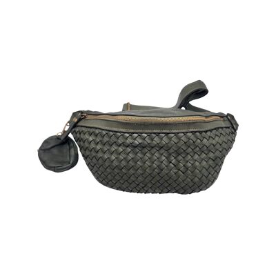 SAC BANANE CUIR WASHED AMBRA VERT
