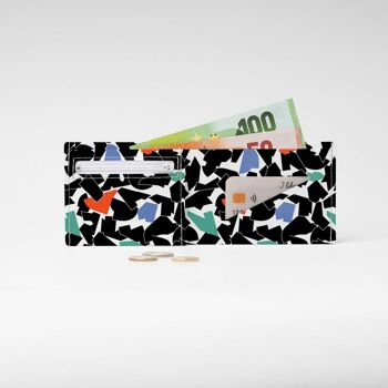 Portefeuille / porte-monnaie en carton Tyvek® NOIR PLIÉ 1