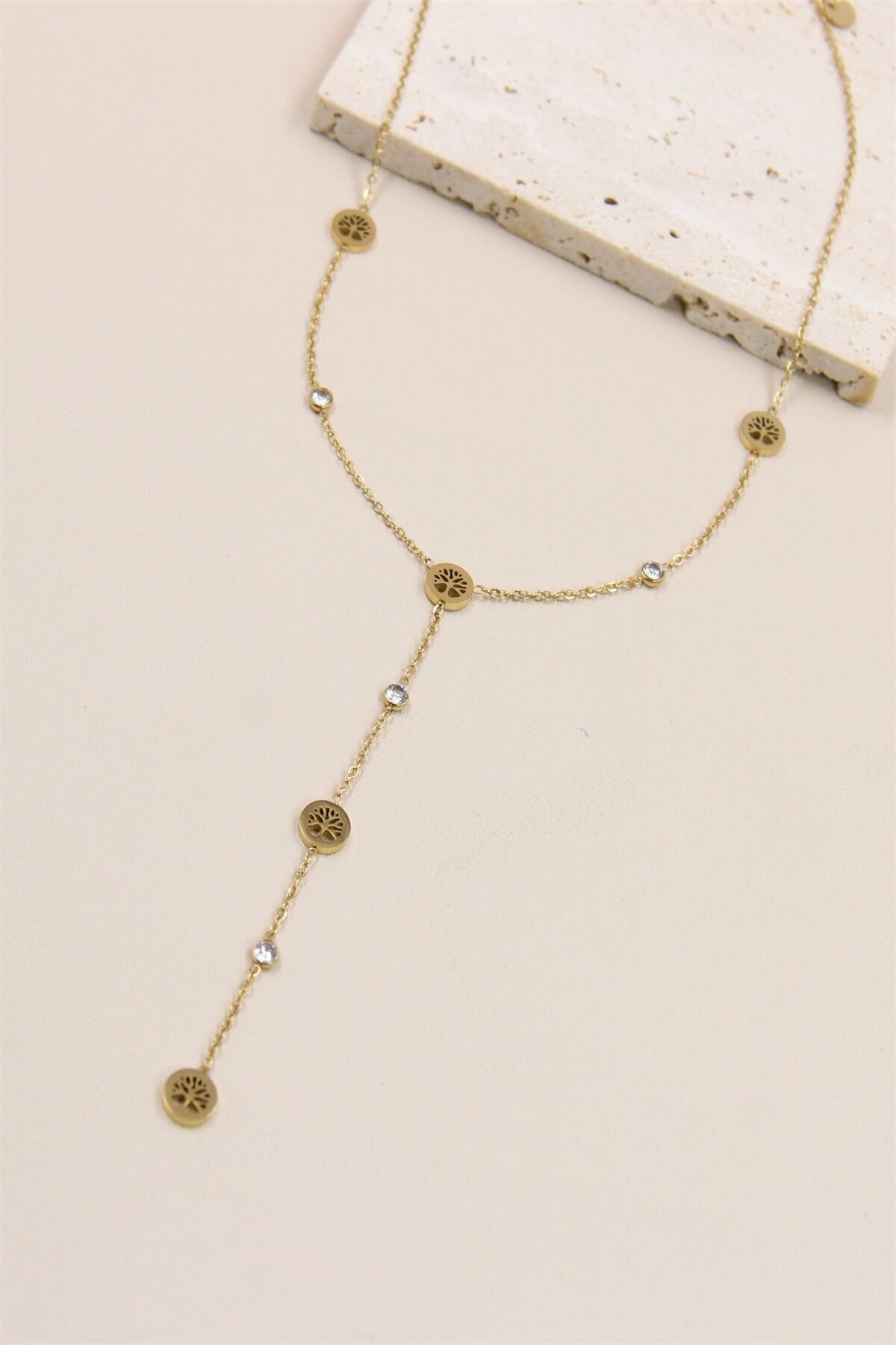 Stainless Steel Tree of Life "Y" Necklace - Elegance and Symbolism