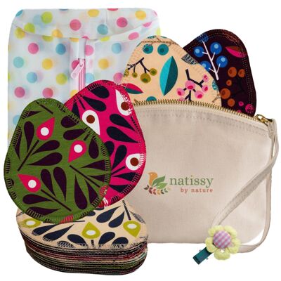 Organic Cotton Washable Nursing Pads 14-Pack - Grapes