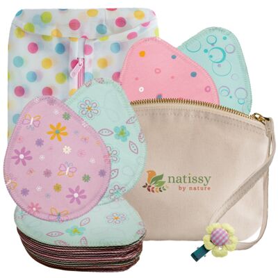 Organic Cotton Washable Nursing Pads 14-Pack - Pastel