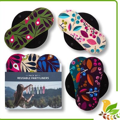Lot de 7 protège-slips réutilisables (ailes NOIRES) - spécial