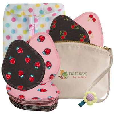 Organic Cotton Washable Nursing Pads 14-Pack - Fruity