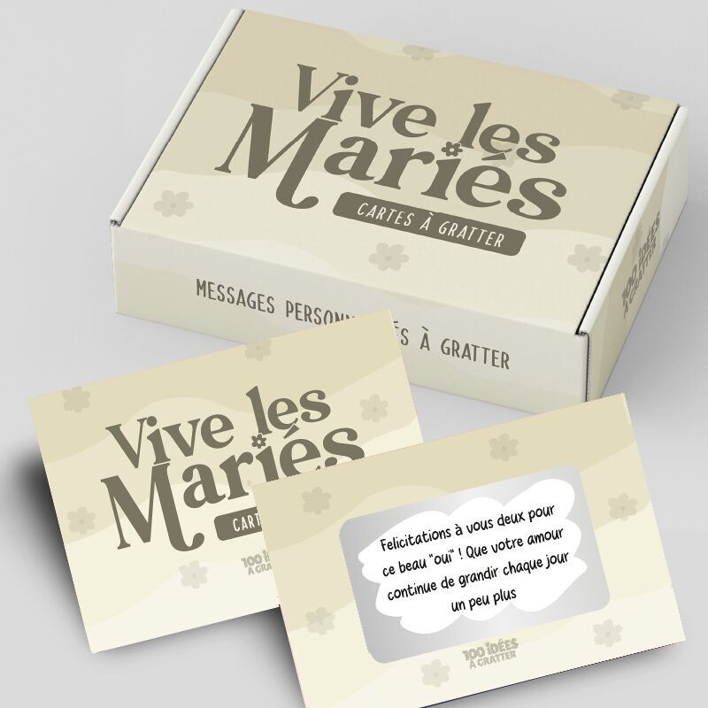 Vive les mariés - Kit de messages à gratter personnalisable