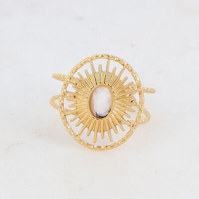 Golden Veda Ring with White Agate