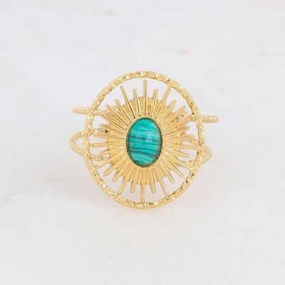 Golden Veda Ring with Malachite