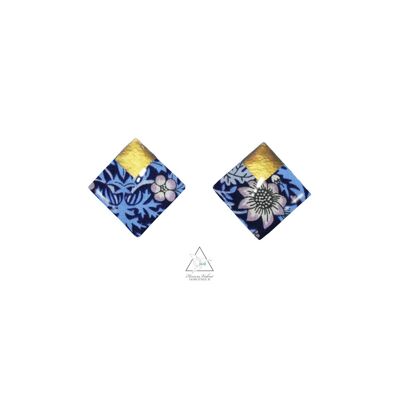 Carmen gilded with fine gold earrings - strawberry blue
