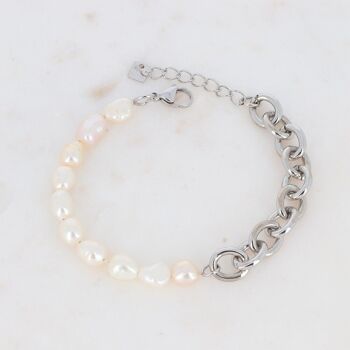 Bracelet Gonzague rhodium et perles d'eau douce 3
