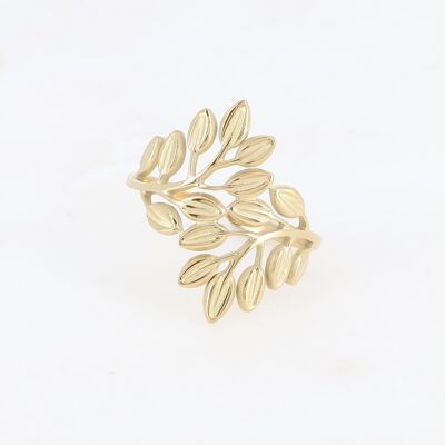 Gold Flora ring - textured leaves