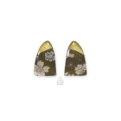 Maria earrings gilded with fine gold - khaki froufrou