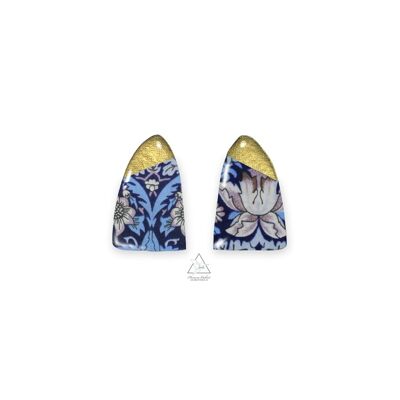 Maria earrings gilded with fine gold - strawberry blue