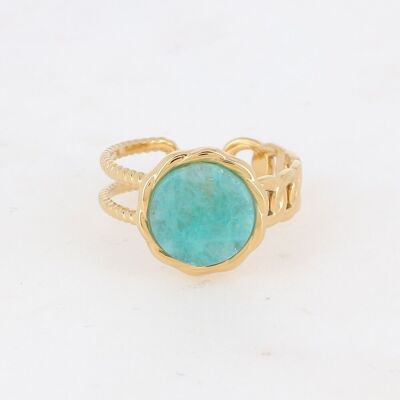 Golden Luce ring with Amazonite