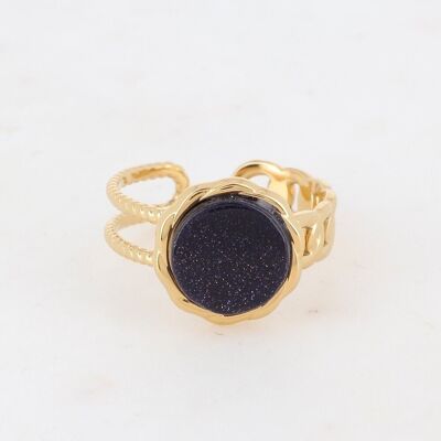 Golden Luce ring with blue sand stone