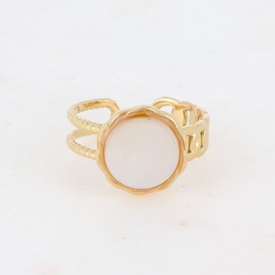 Golden Luce Ring with White Mother of Pearl