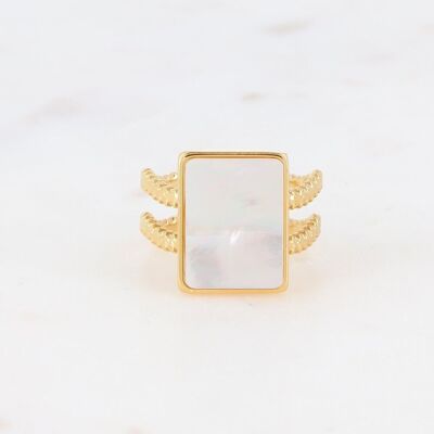 Golden Becca and white mother-of-pearl ring