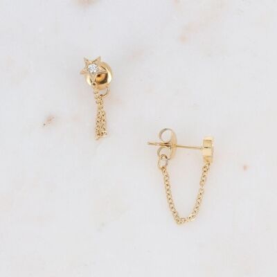 Gold and white zirconium Joelle earrings