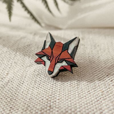 Broche renard en bois unique pour vos tenues élégantes - Design écologique