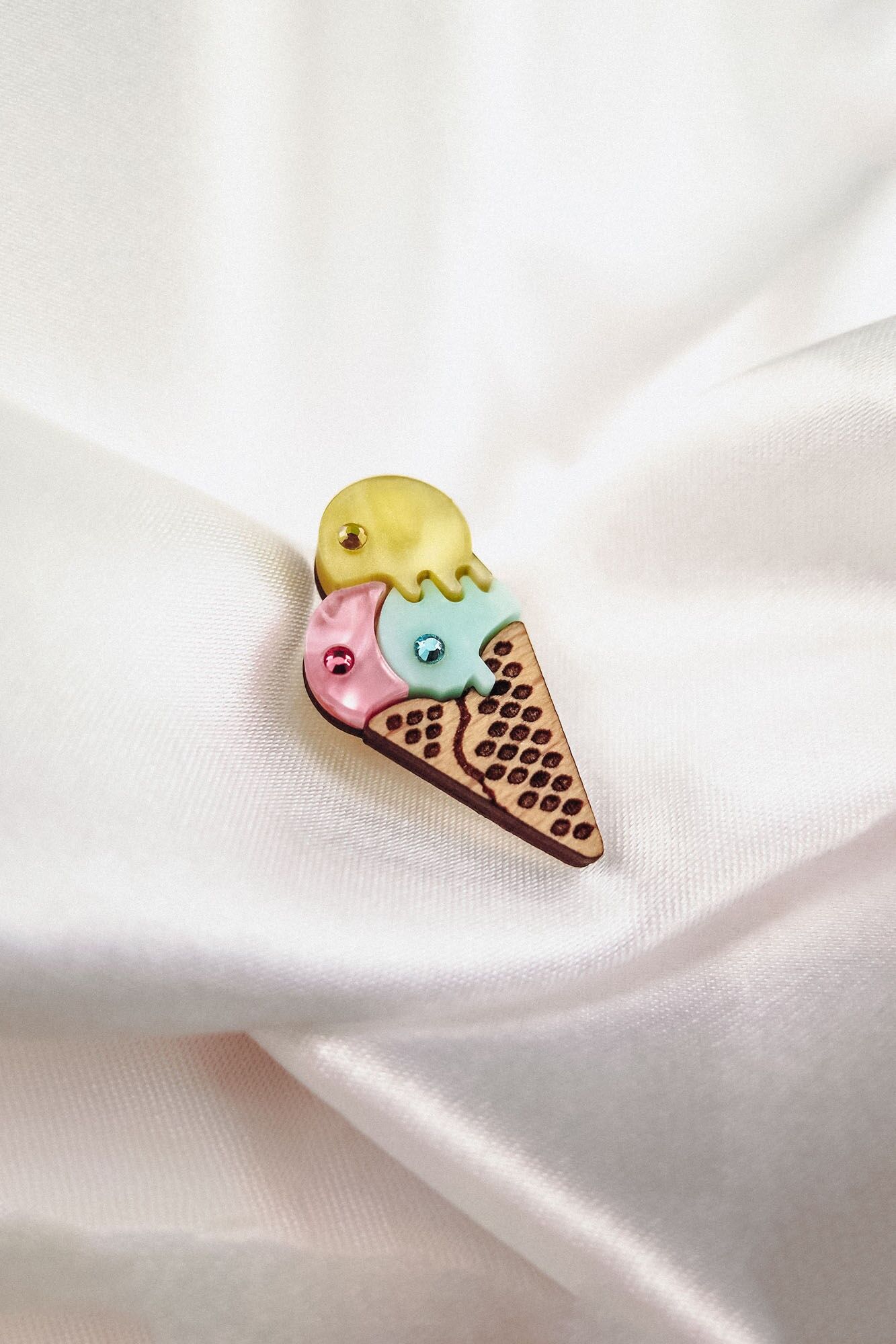 Ice Cream Lapel Pin from acrylic glass, cute little jacket pin