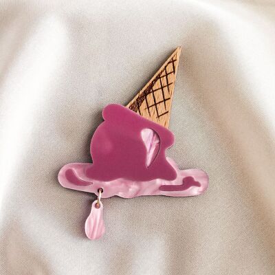 Broche de helado derretido de vidrio acrílico de colores