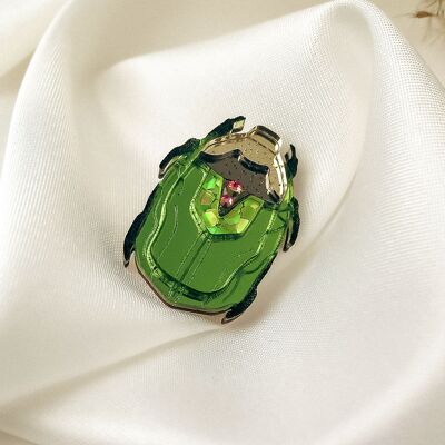 Broche en forme de rose verte brillante découpée au laser en verre acrylique, accessoire de mode unisexe
