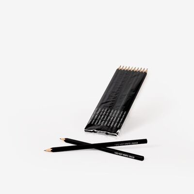 Pack of 10 black 'I do not write I build' pencils - designer stationery - back to school gift
